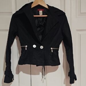 Ceres Cropped Black Blazer Jacket Size M Zip Pocket